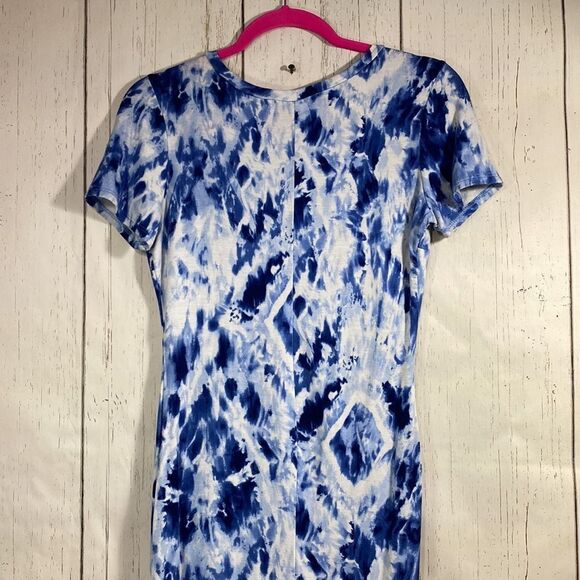 Lulus Blue Tie Dye Slit Maxi Dress S Boho Beachwear Resort Surf Girl Coastal - Picture 14 of 16